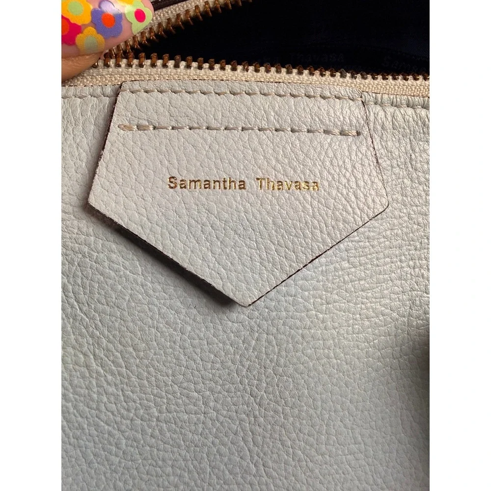 Samantha Thavasa Light Blue‎ Pebbled Leather Satchel Bag with Gold Hardware